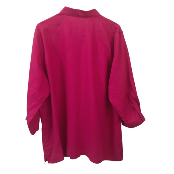 Coldwater Creek | NEW Linen Button Up Long Sleeve Fuschia Pink Shirt  2X - Picture 5 of 12